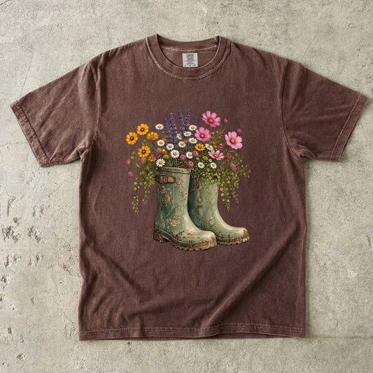 Vintage Garden Boots Wildflower T-Shirt