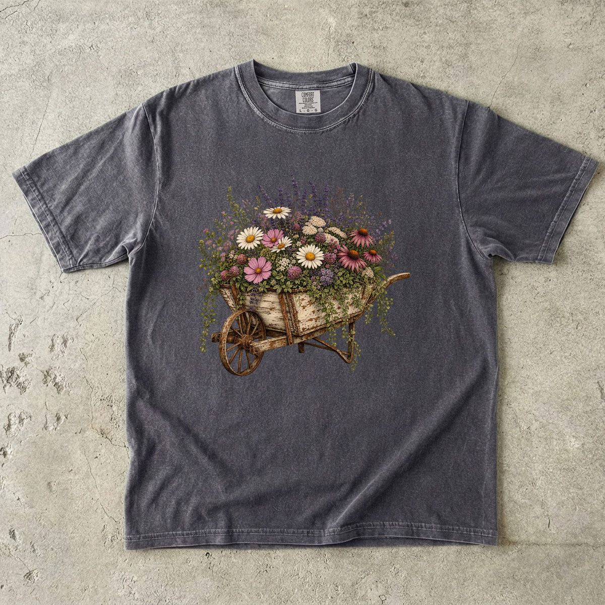 Antique Wheelbarrow Wildflower T-Shirt
