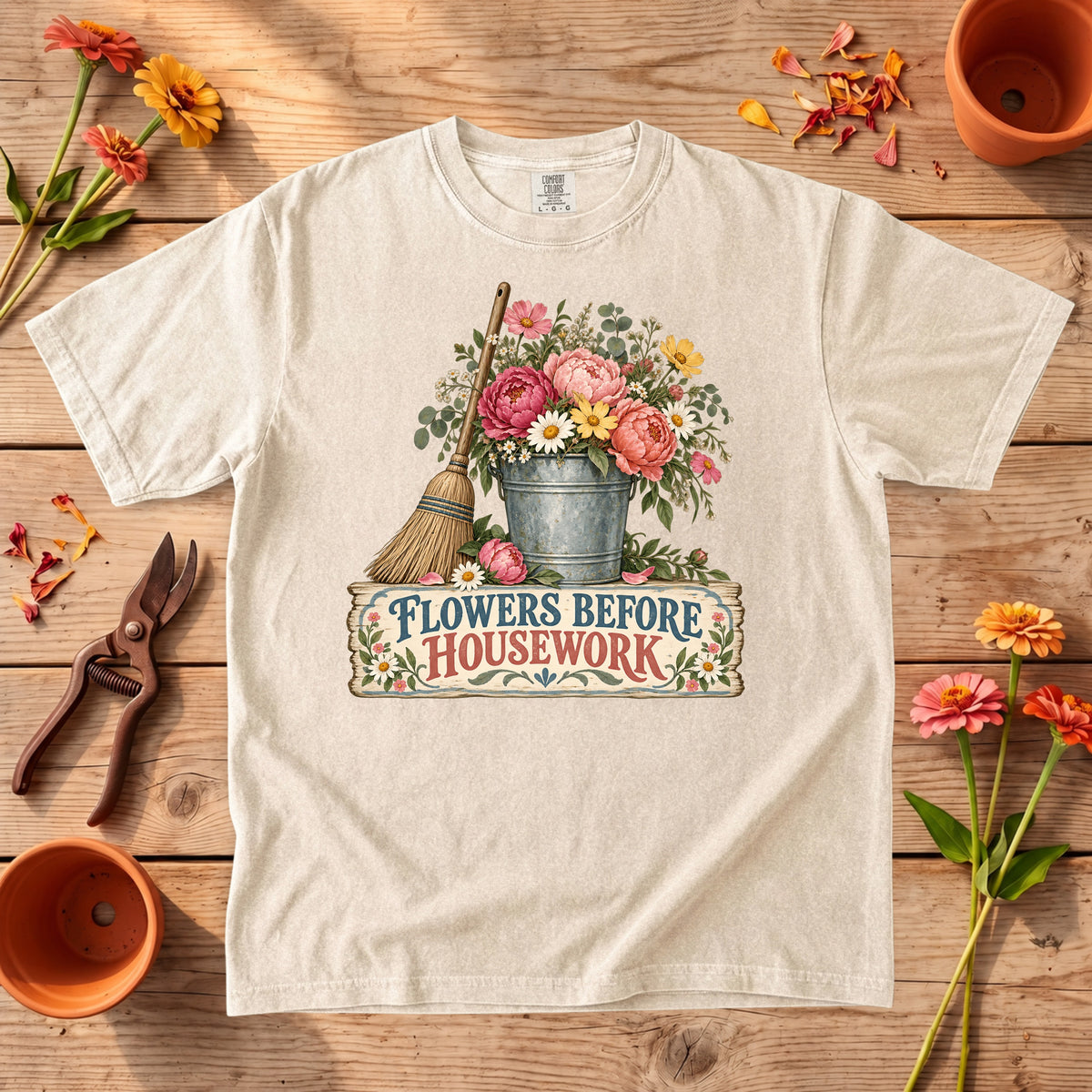 Flowers Before Housework T-Shirt