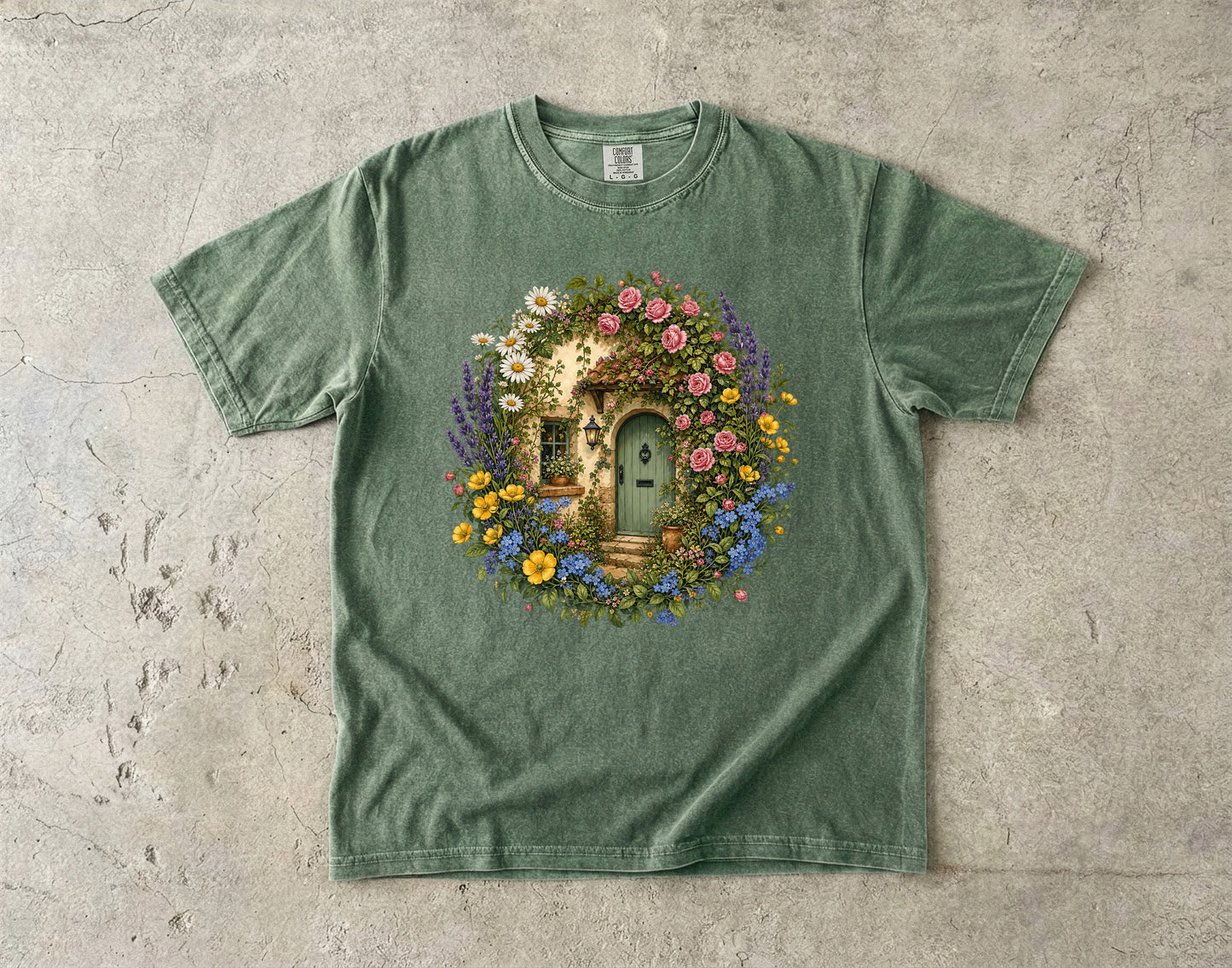 Cottage Doorway Wildflower Wreath Shirt