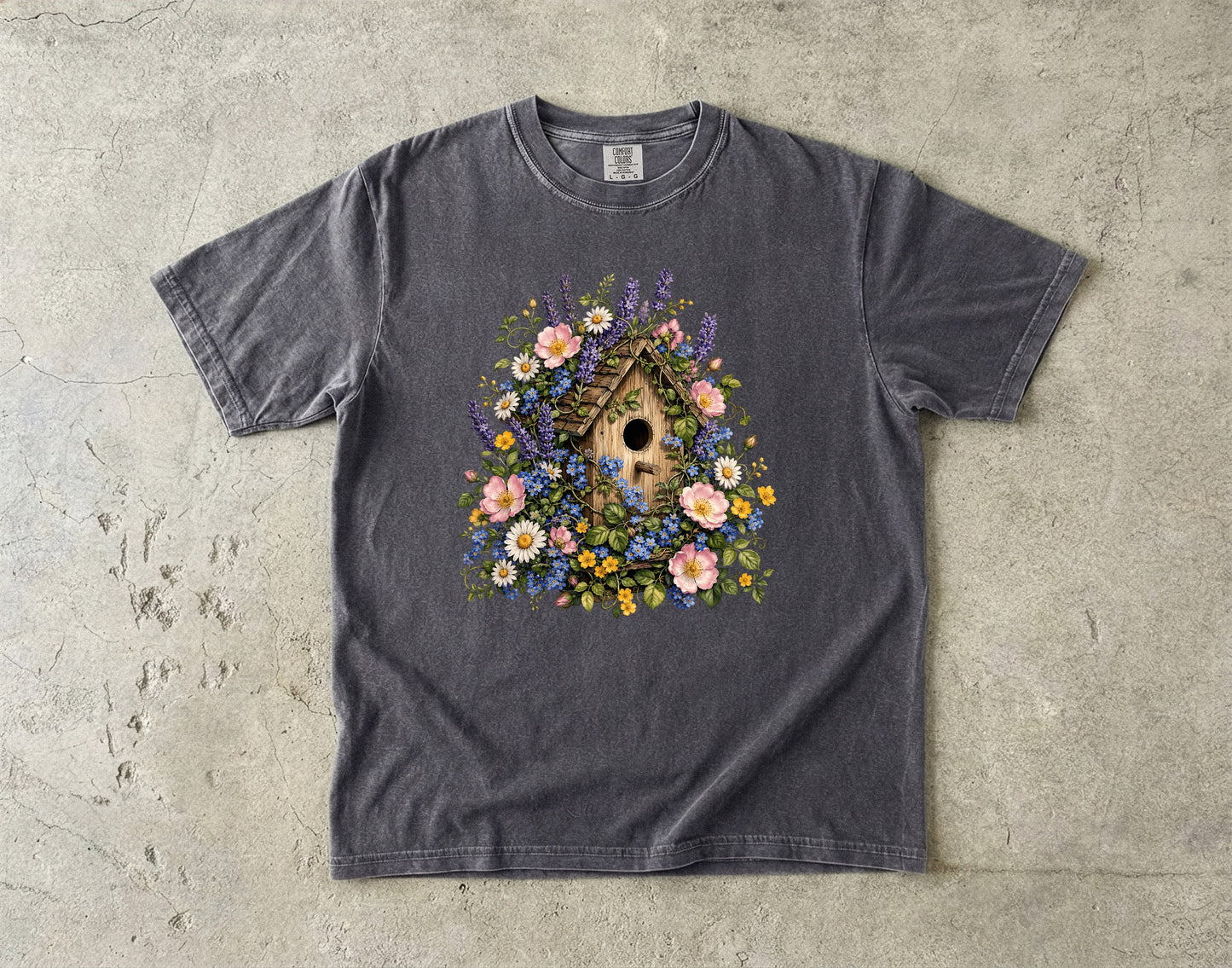 Cottage Birdhouse Wildflower T-Shirt