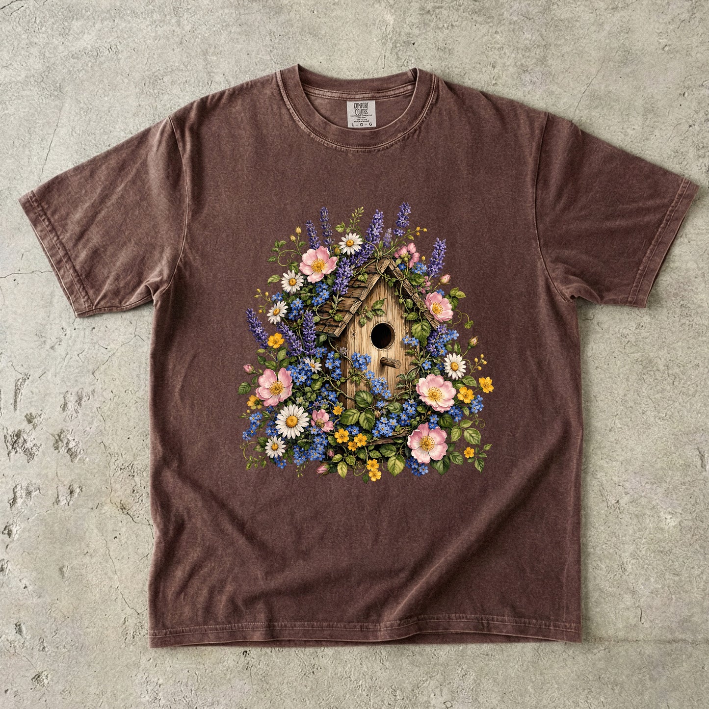 Cottage Birdhouse Wildflower T-Shirt