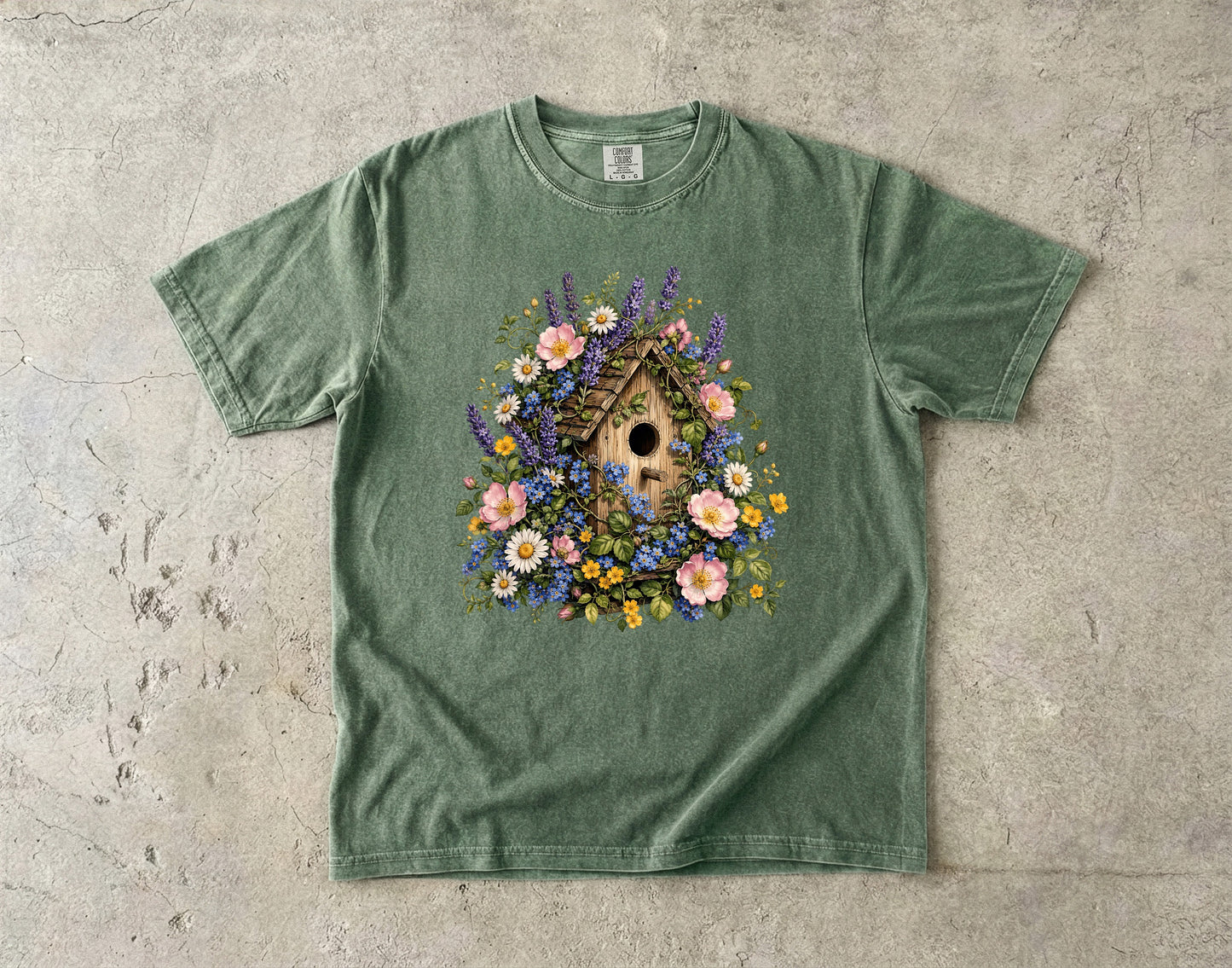 Cottage Birdhouse Wildflower T-Shirt