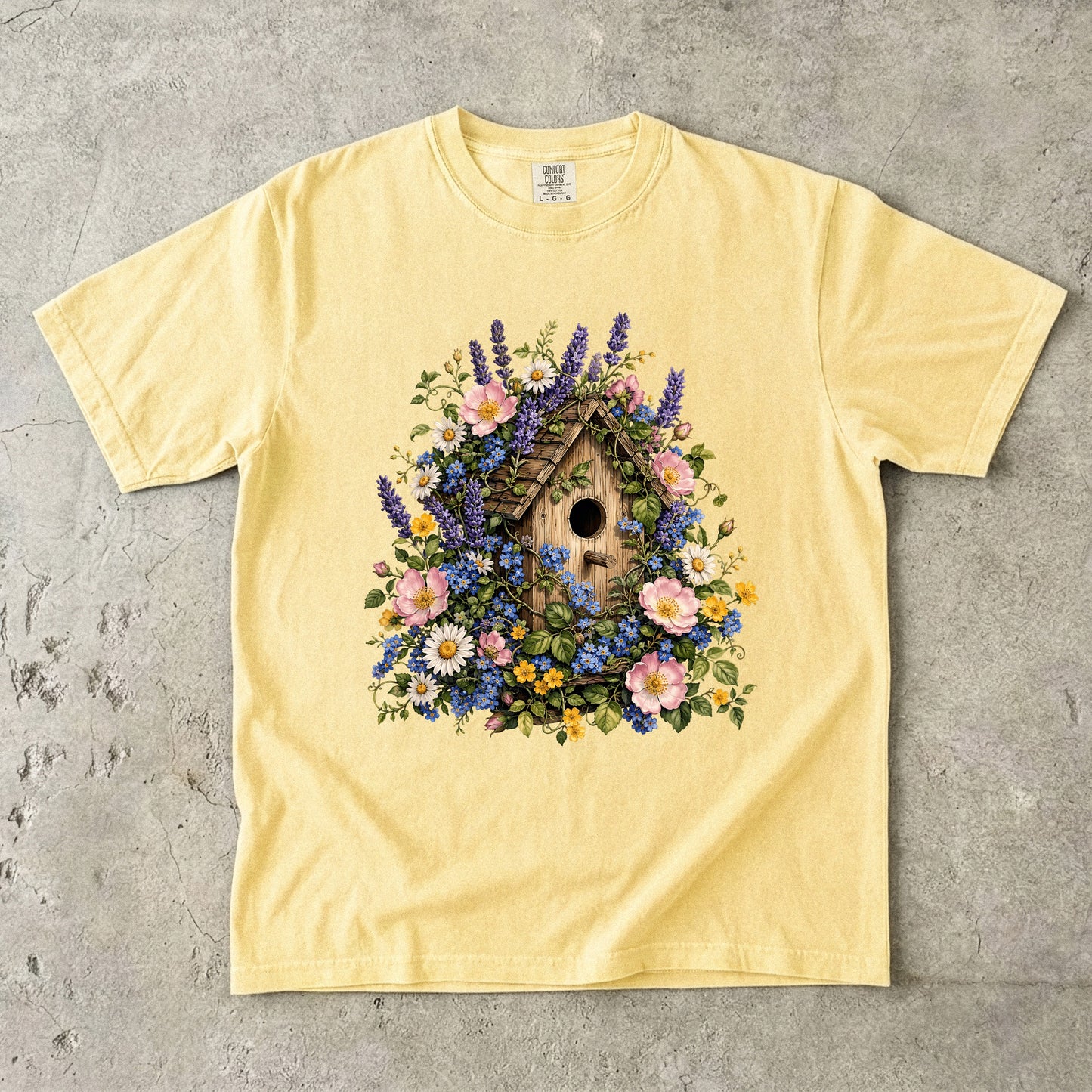 Cottage Birdhouse Wildflower T-Shirt