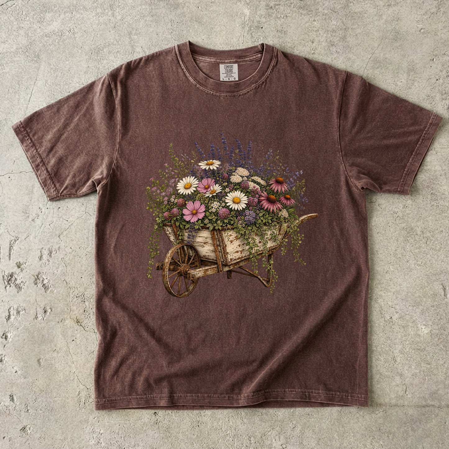 Antique Wheelbarrow Wildflower T-Shirt
