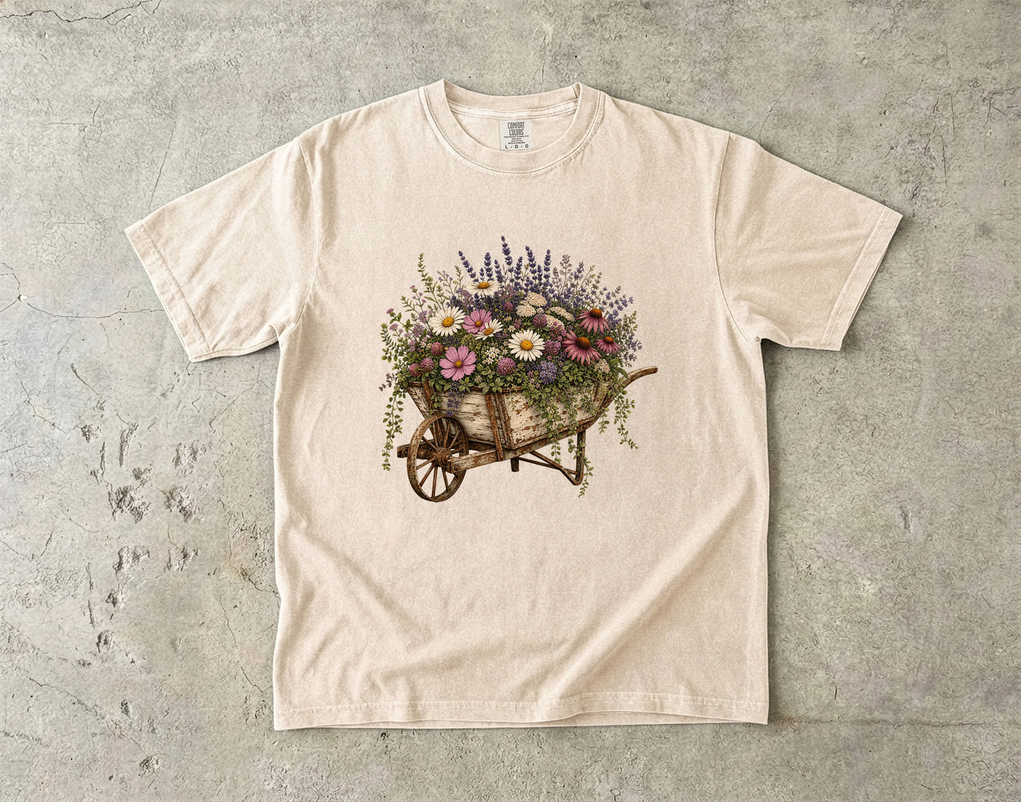 Antique Wheelbarrow Wildflower T-Shirt