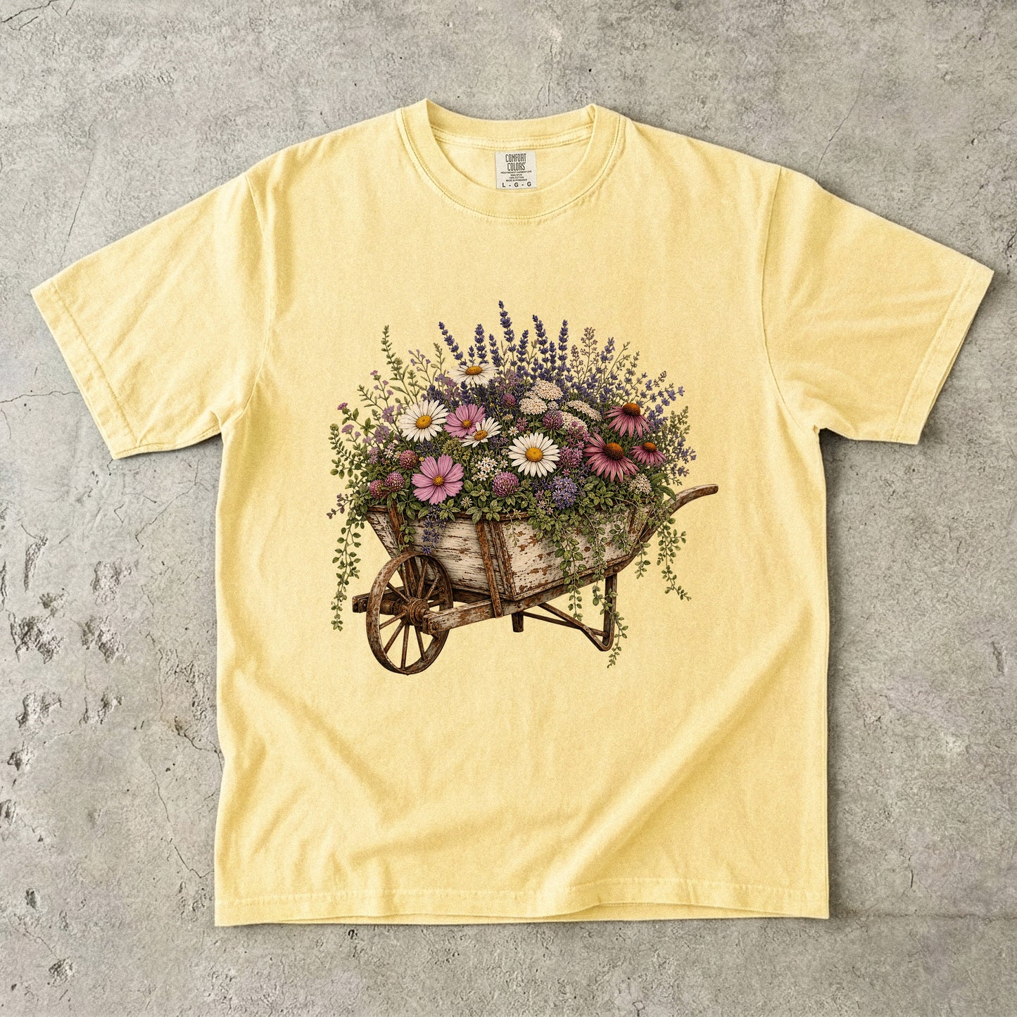 Antique Wheelbarrow Wildflower T-Shirt