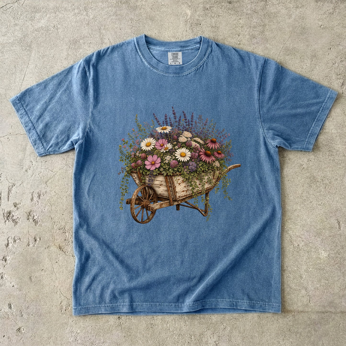 Antique Wheelbarrow Wildflower T-Shirt