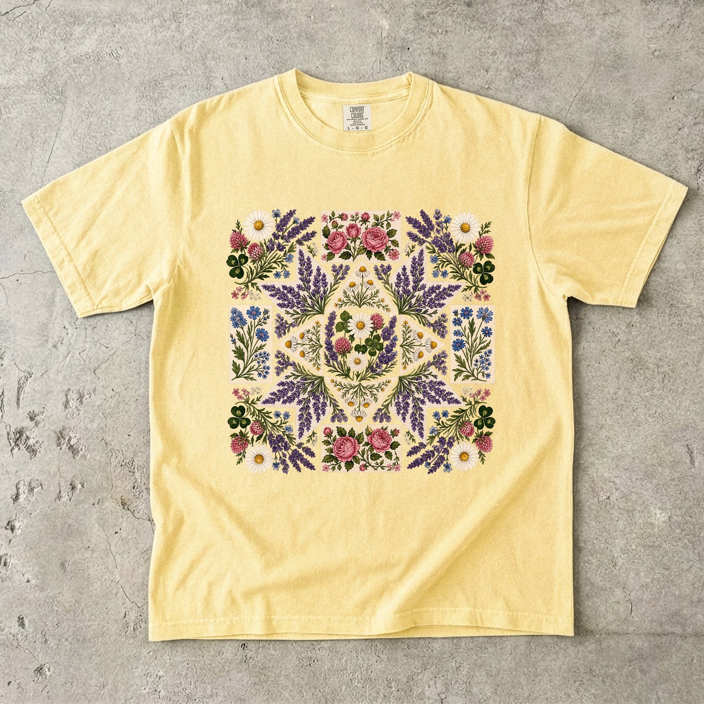 Wildflower Quilt Block Floral T-Shirt