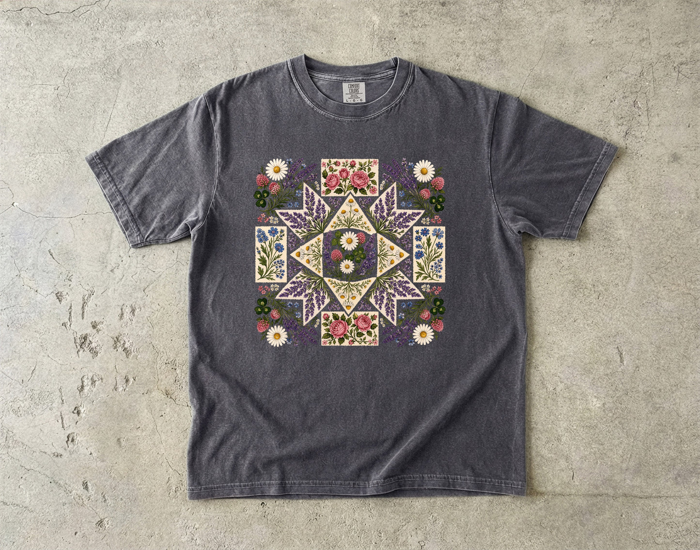 Wildflower Quilt Block Floral T-Shirt