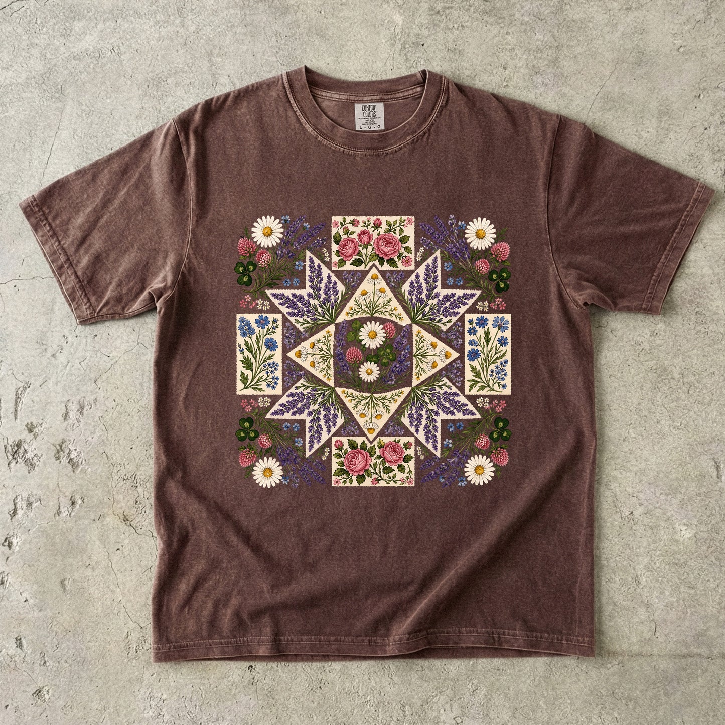 Wildflower Quilt Block Floral T-Shirt