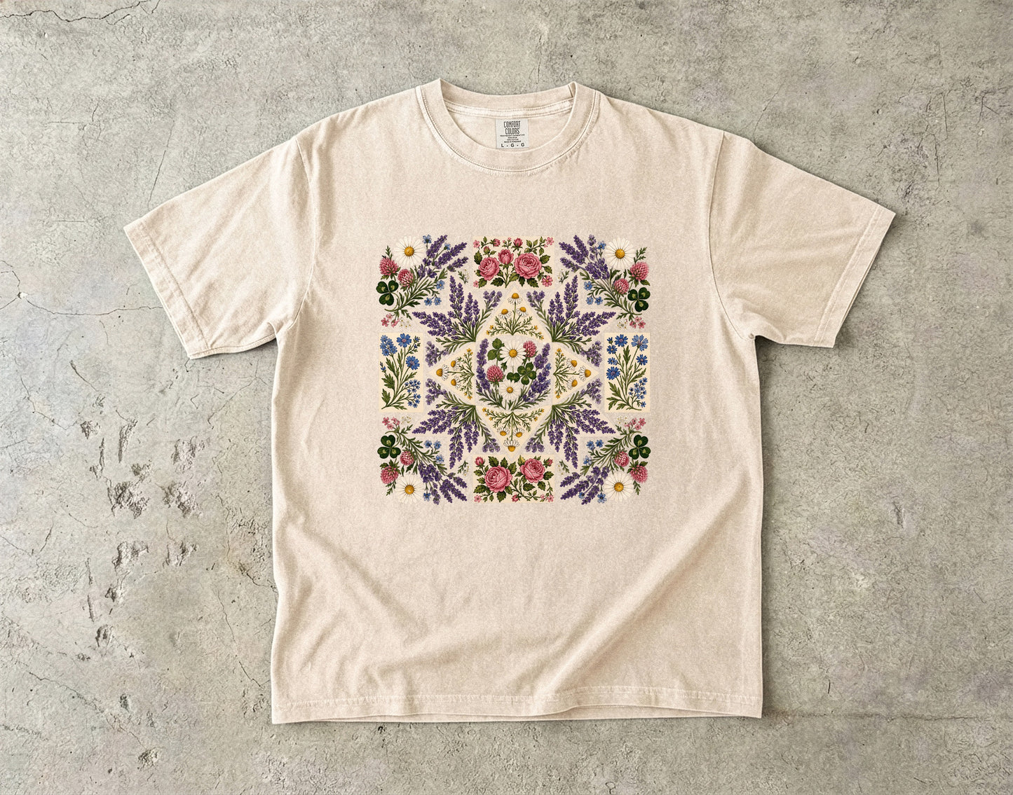 Wildflower Quilt Block Floral T-Shirt