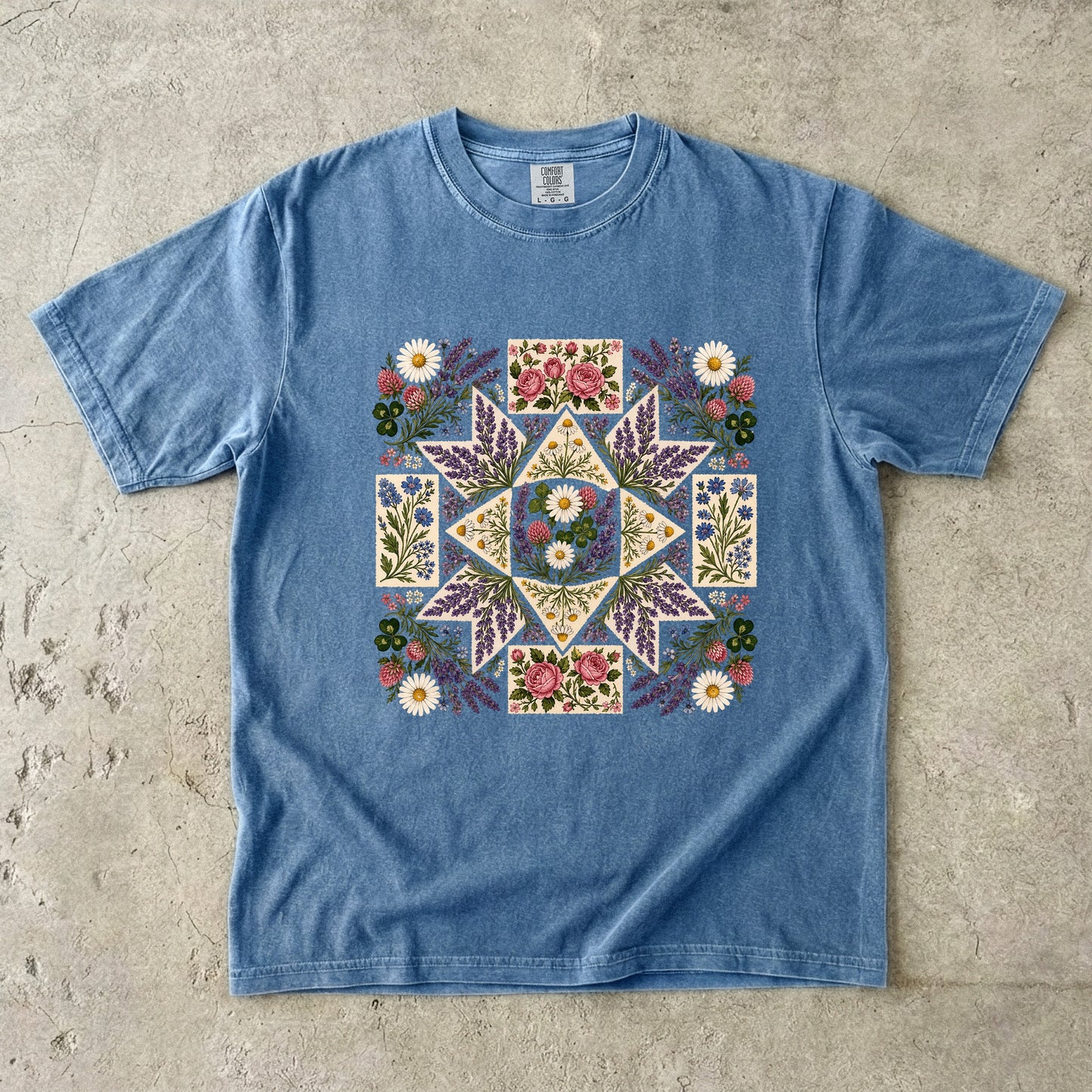 Wildflower Quilt Block Floral T-Shirt