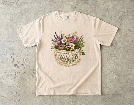 Wildflower Apron Pocket Garden T-Shirt