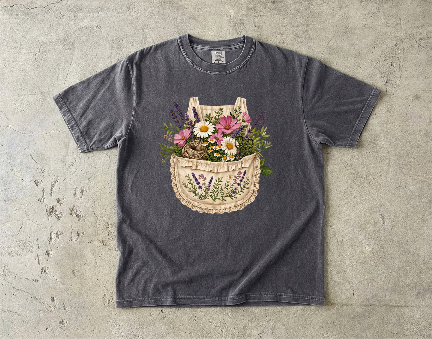 Wildflower Apron Pocket Garden T-Shirt