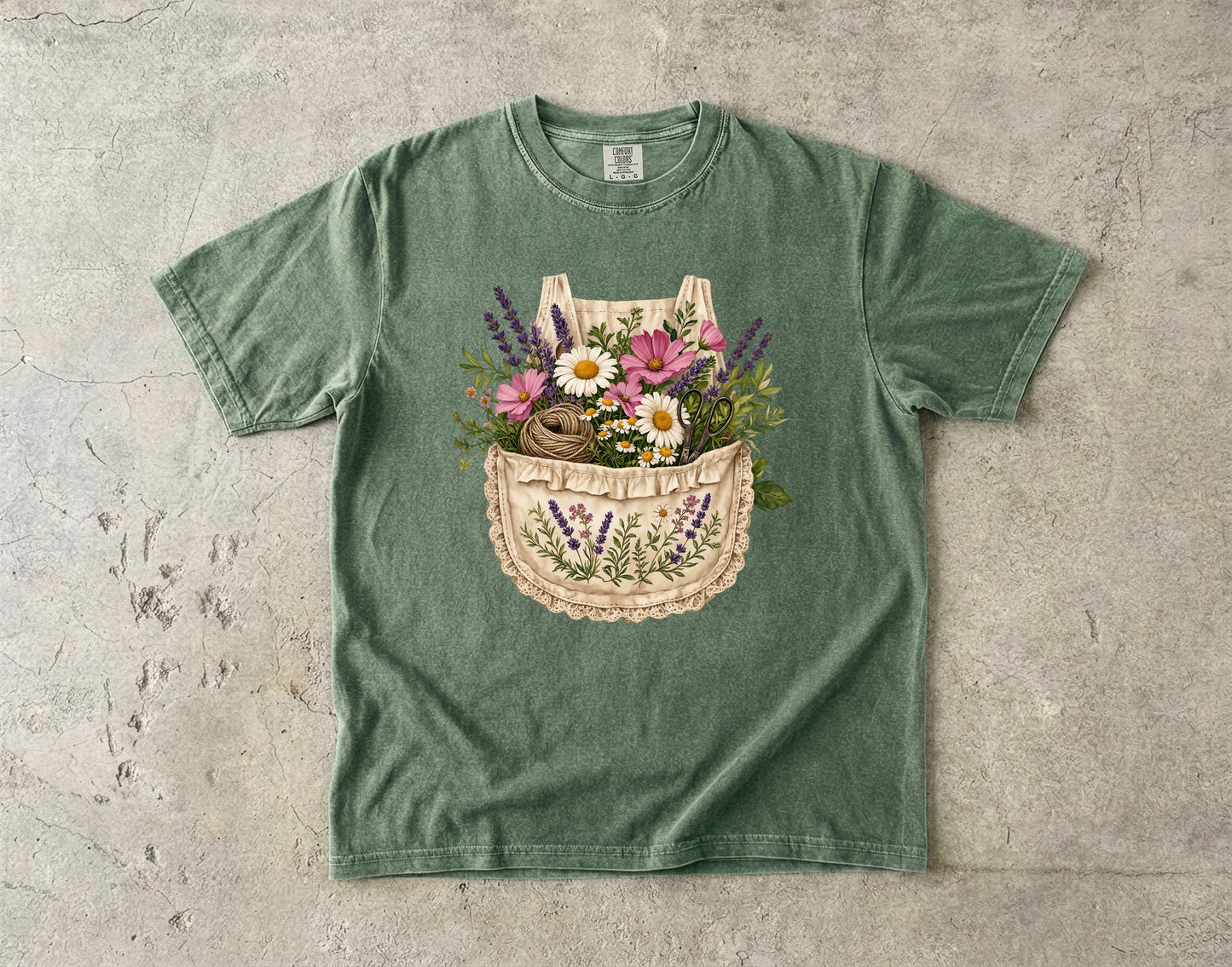 Wildflower Apron Pocket Garden T-Shirt