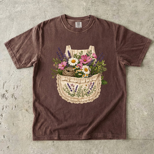 Wildflower Apron Pocket Garden T-Shirt