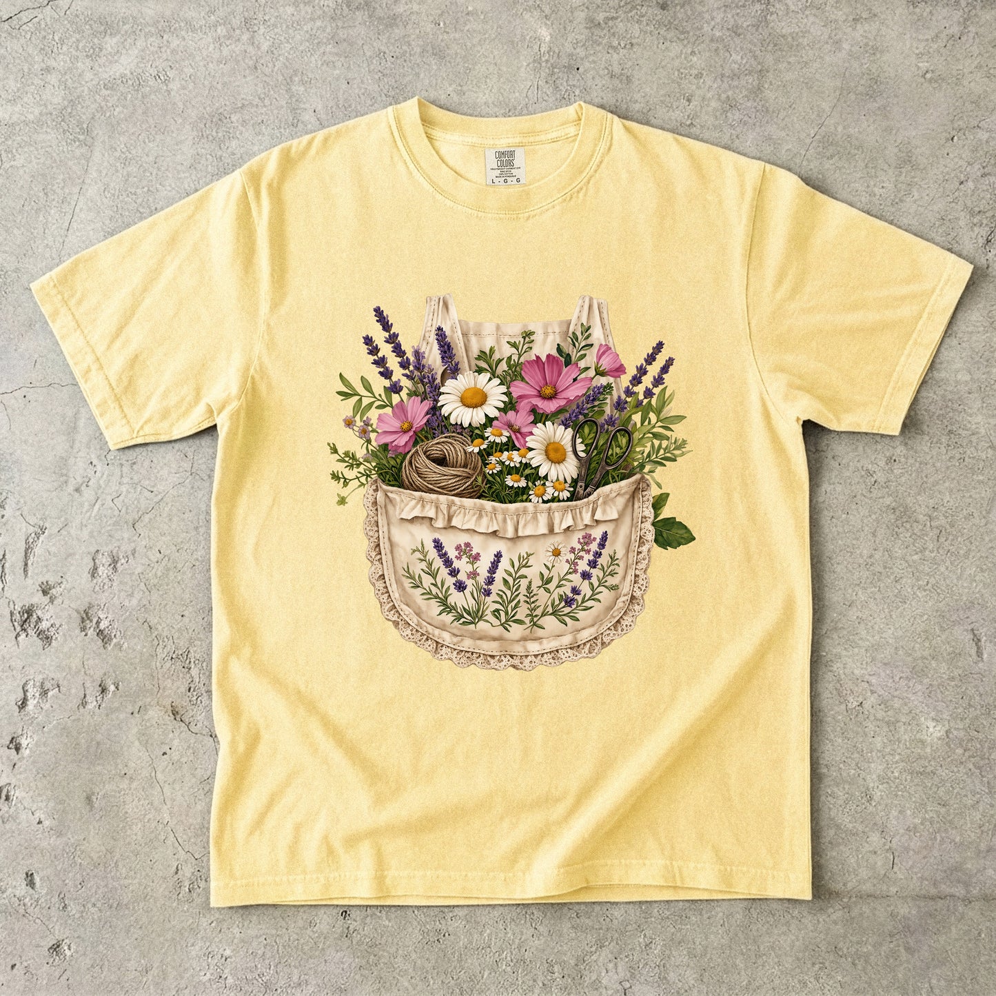 Wildflower Apron Pocket Garden T-Shirt