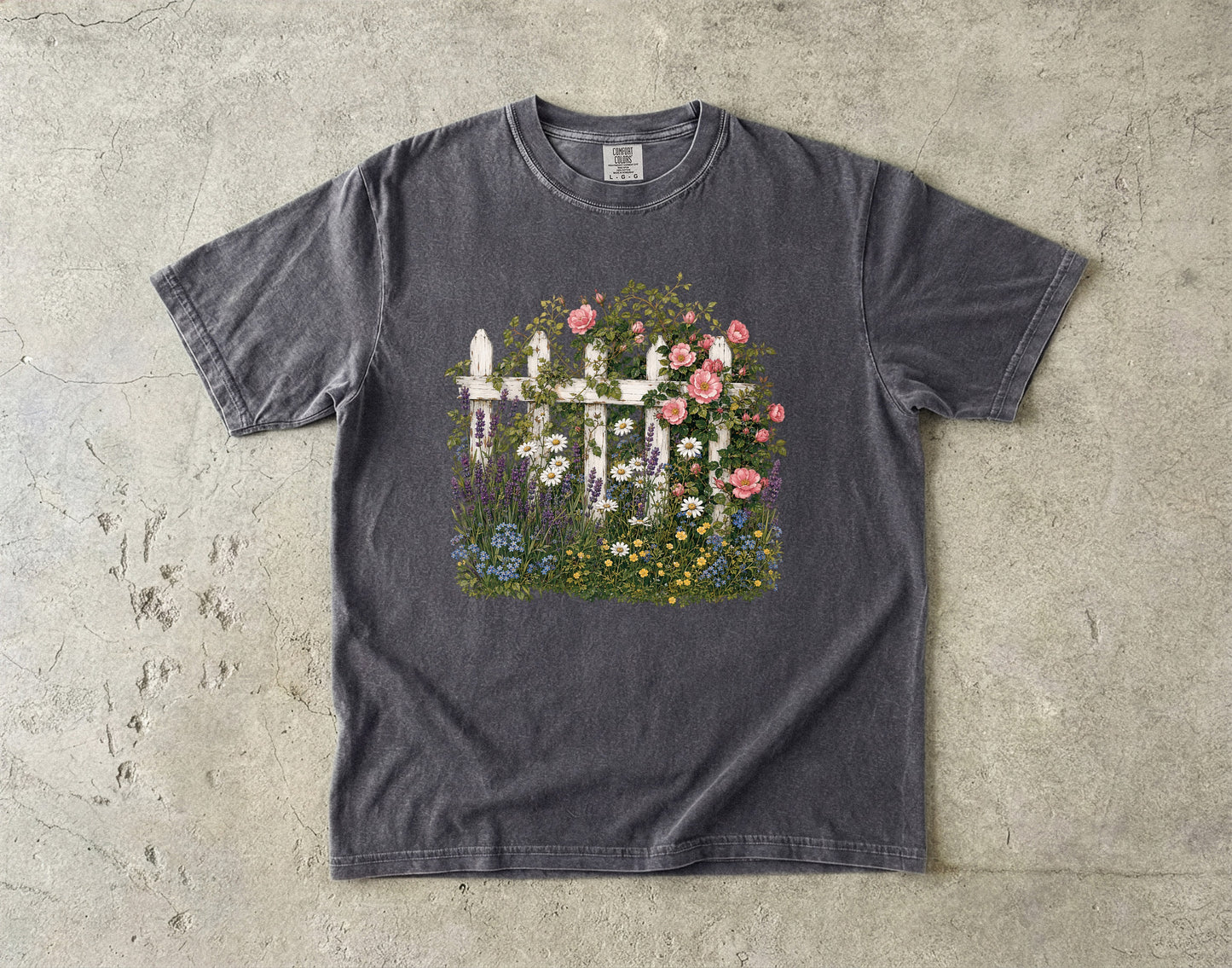 Cottage Fence Wildflower Garden T-Shirt