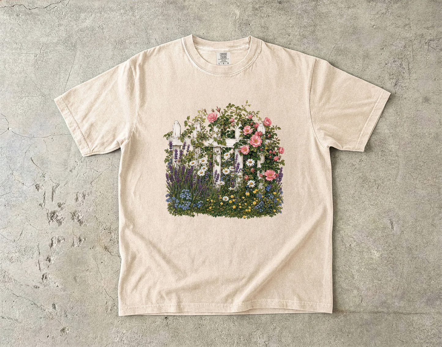 Cottage Fence Wildflower Garden T-Shirt