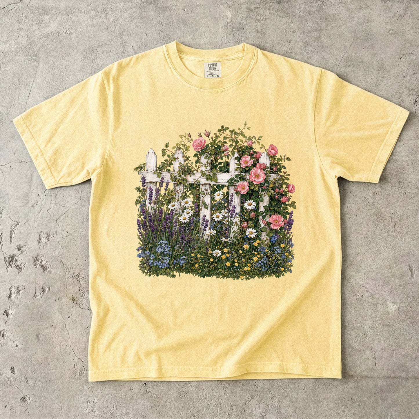 Cottage Fence Wildflower Garden T-Shirt