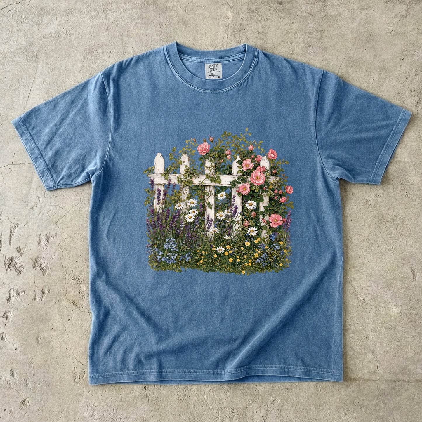 Cottage Fence Wildflower Garden T-Shirt
