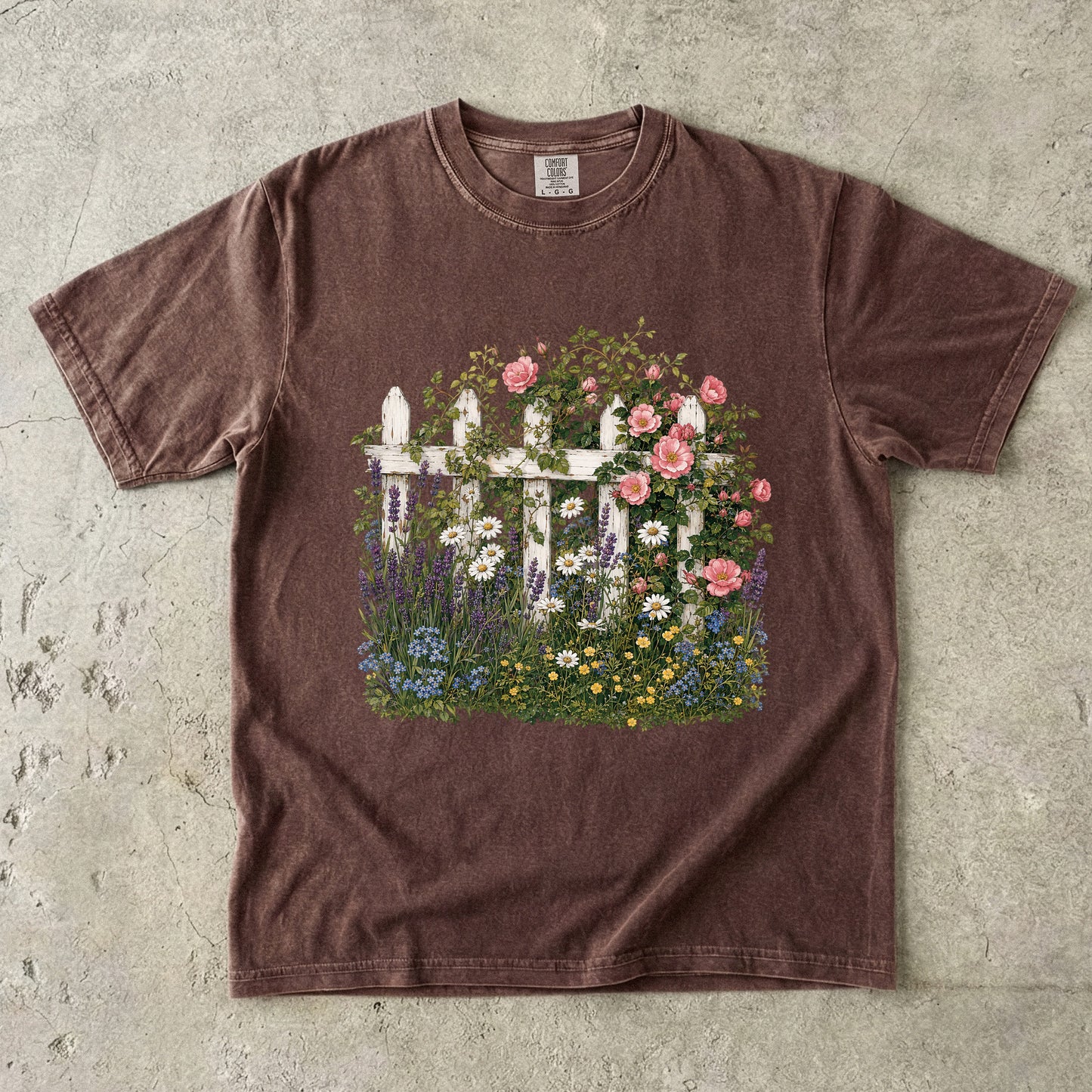 Cottage Fence Wildflower Garden T-Shirt