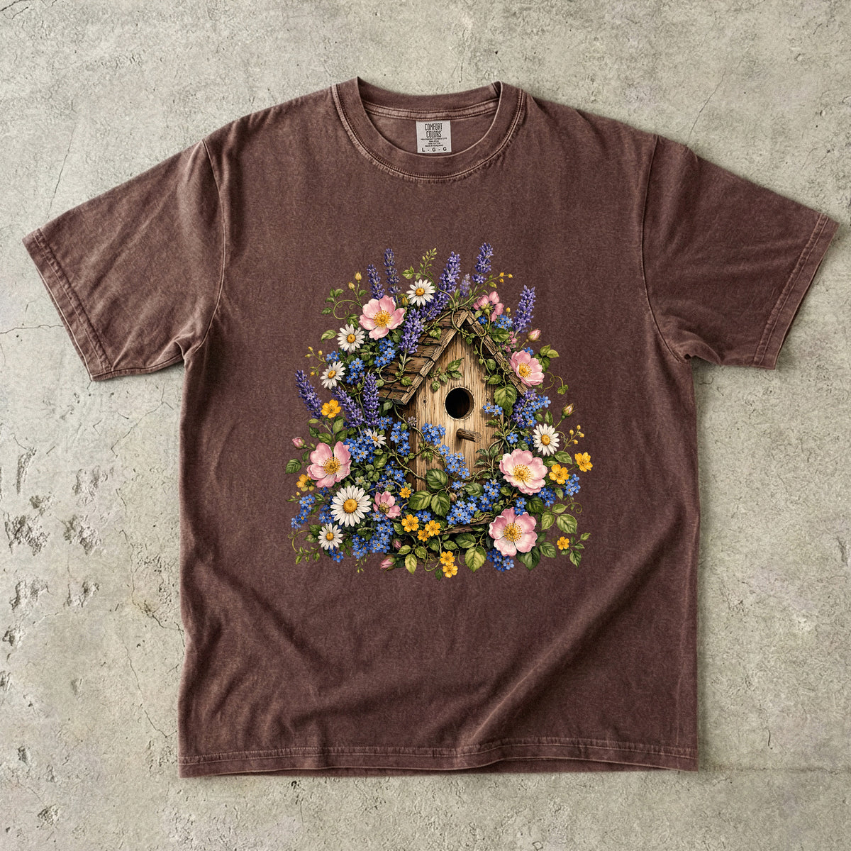 Cottage Birdhouse Wildflower T-Shirt