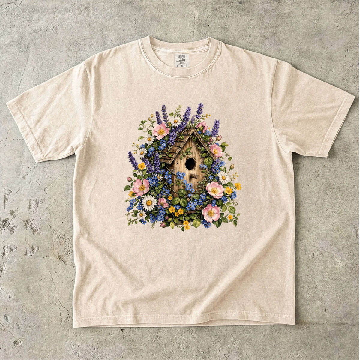 Cottage Birdhouse Wildflower T-Shirt