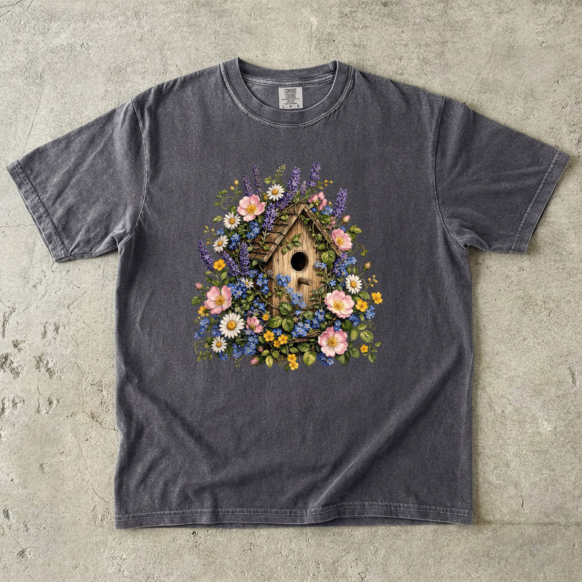 Cottage Birdhouse Wildflower T-Shirt