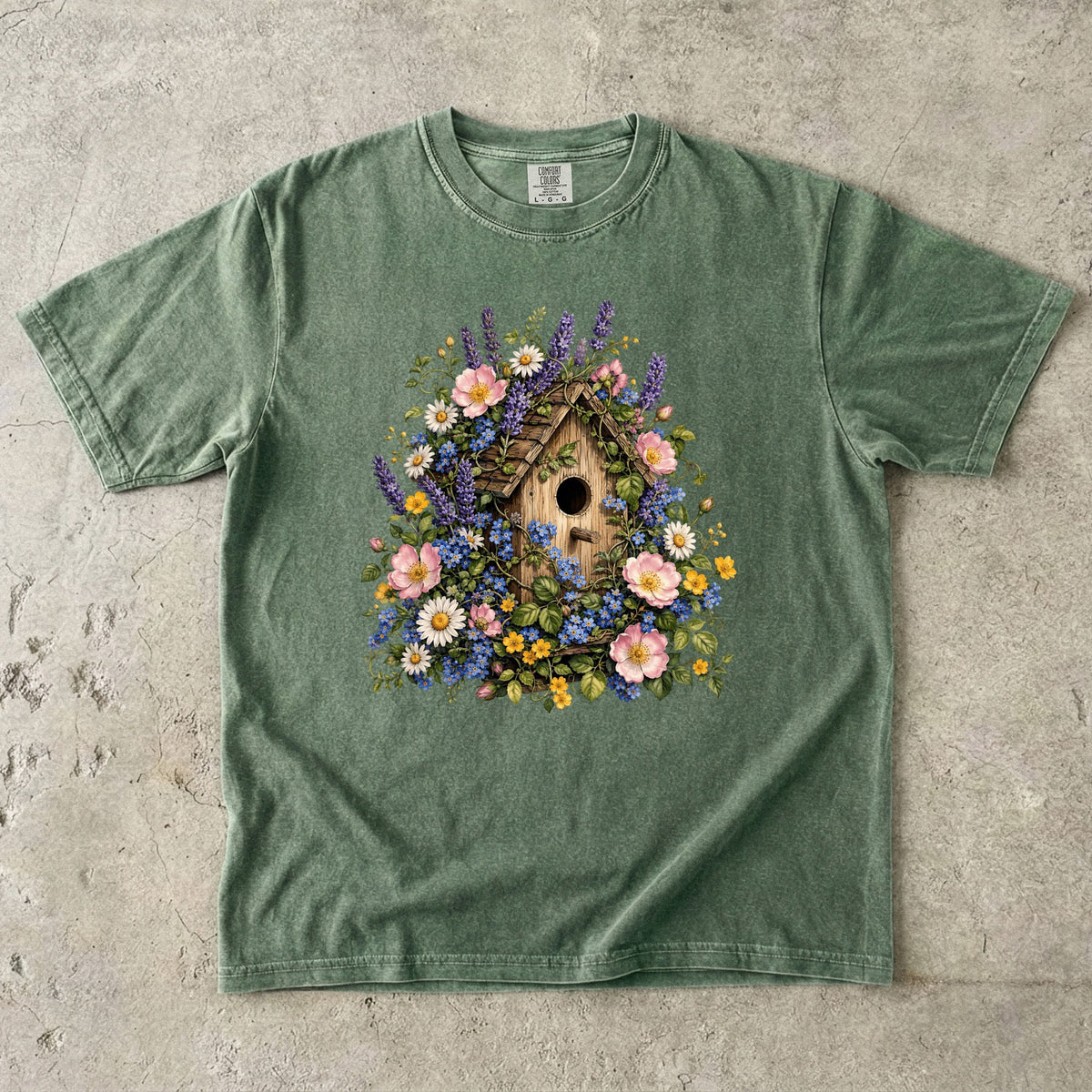 Cottage Birdhouse Wildflower T-Shirt