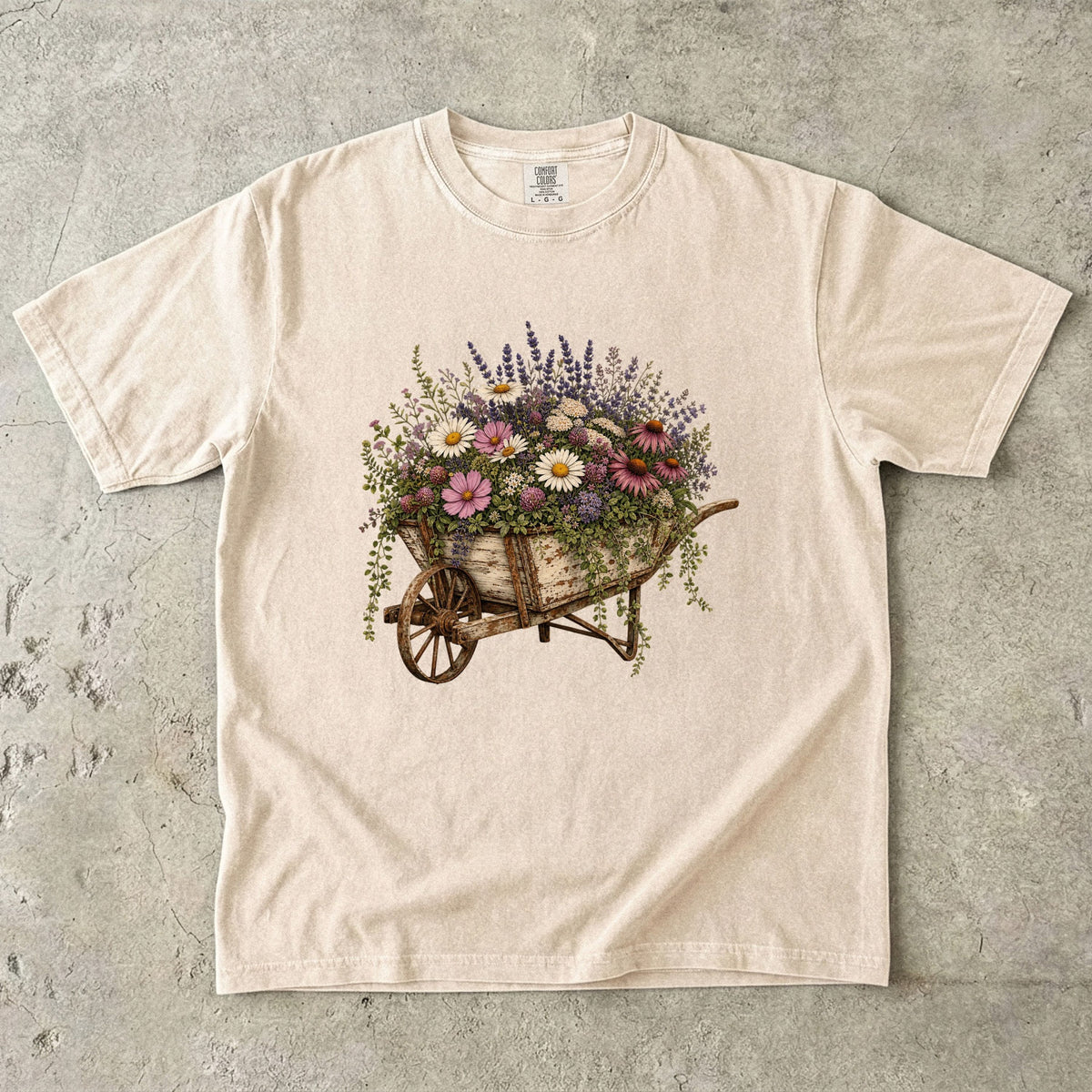 Antique Wheelbarrow Wildflower T-Shirt