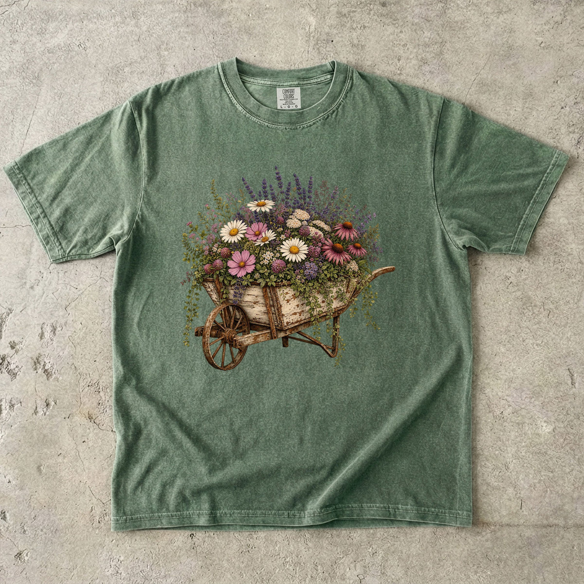 Antique Wheelbarrow Wildflower T-Shirt
