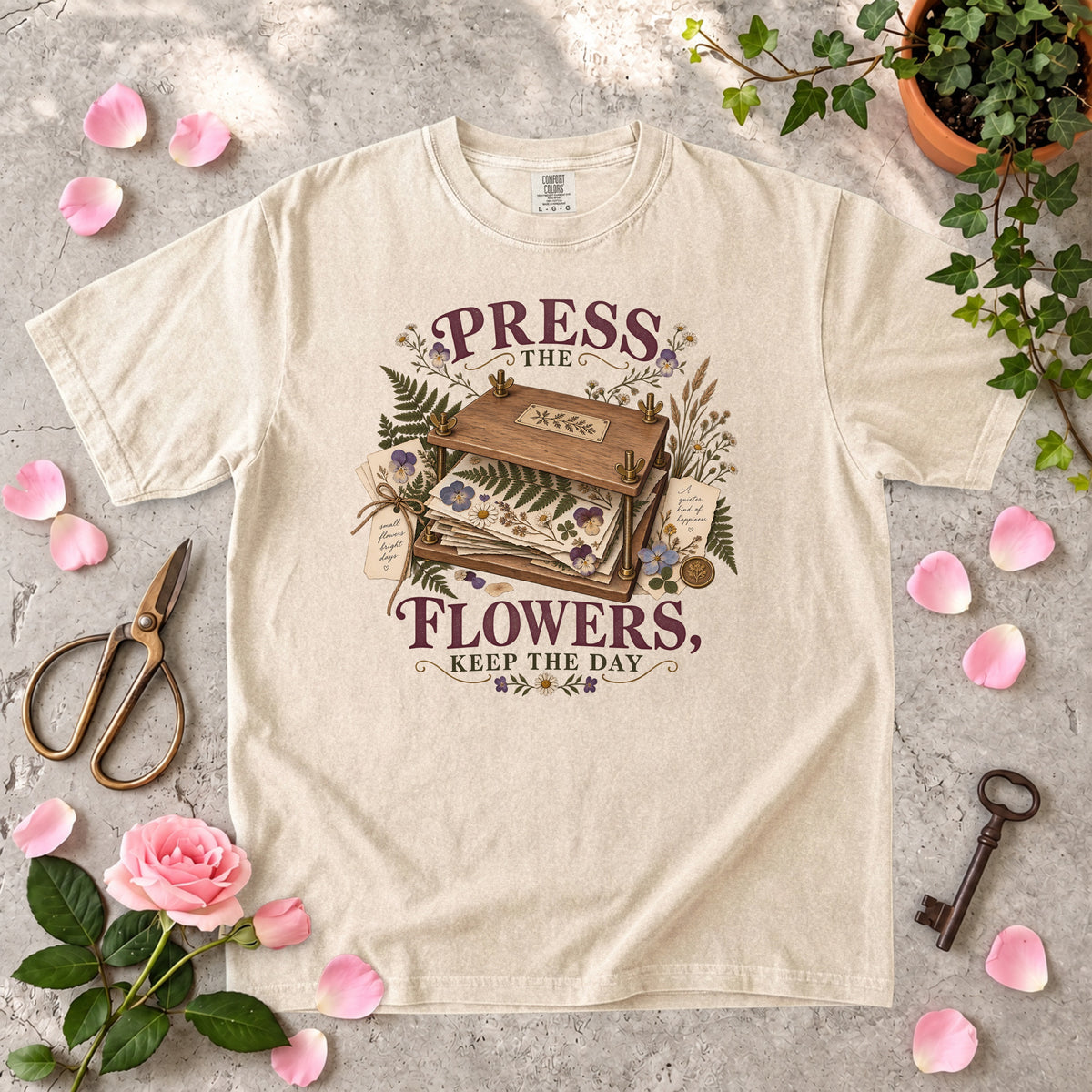 Press the Flowers, Keep the Day T-Shirt