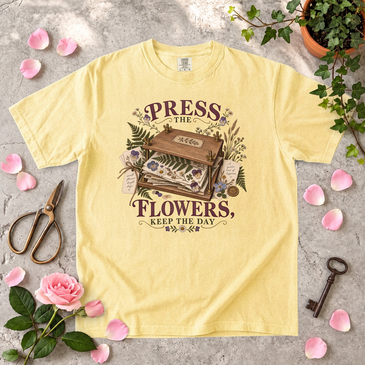 Press the Flowers, Keep the Day T-Shirt