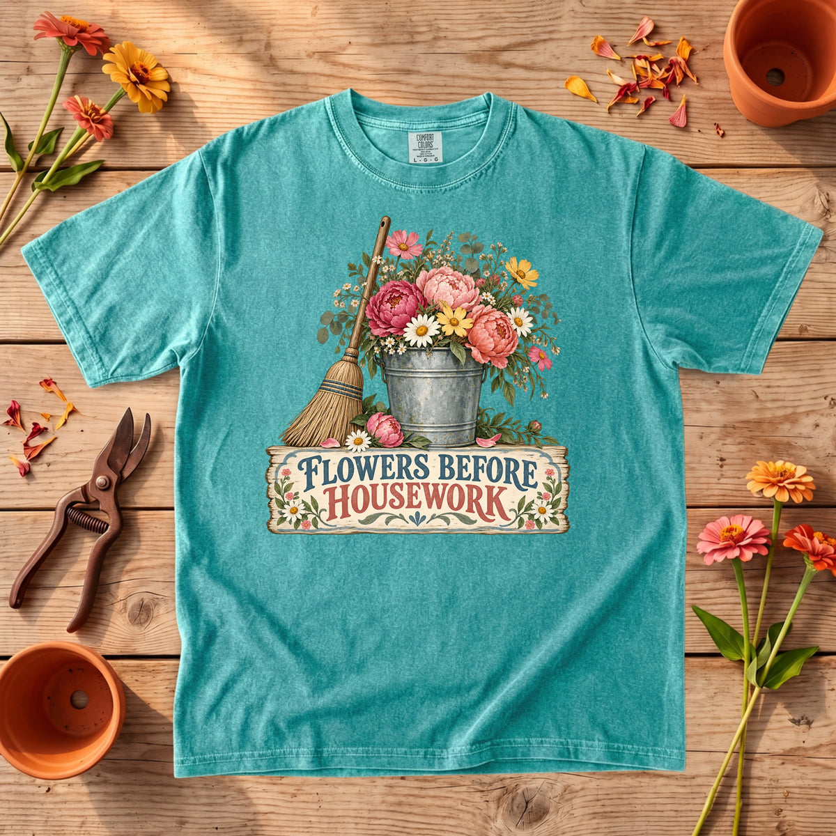 Flowers Before Housework T-Shirt