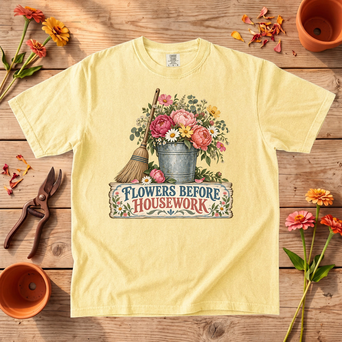 Flowers Before Housework T-Shirt