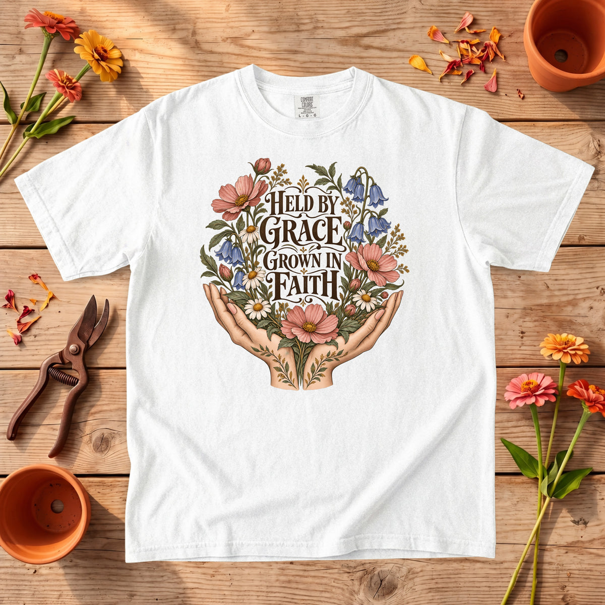 Held by Grace Grown in Faith T-Shirt